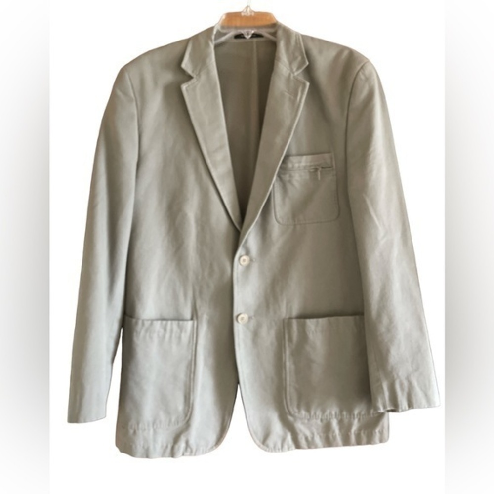 Calvin Klein Men’s Sport Coat Blazer Cotton 2 Button‎ Utility 40R Greige Tan